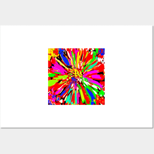 Dahlia Psychedelic Red Abstract Posters and Art